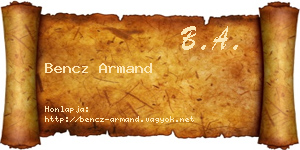 Bencz Armand névjegykártya